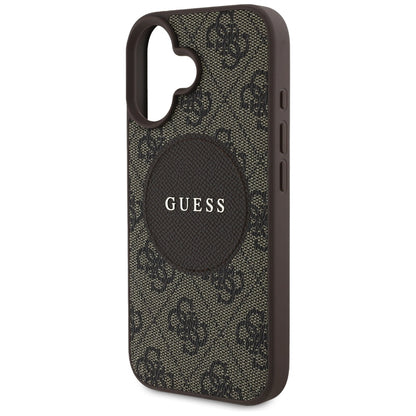 Capa MagSafe para Apple iPhone 16, Guess, 4G Circle Classic Logo, Castanho