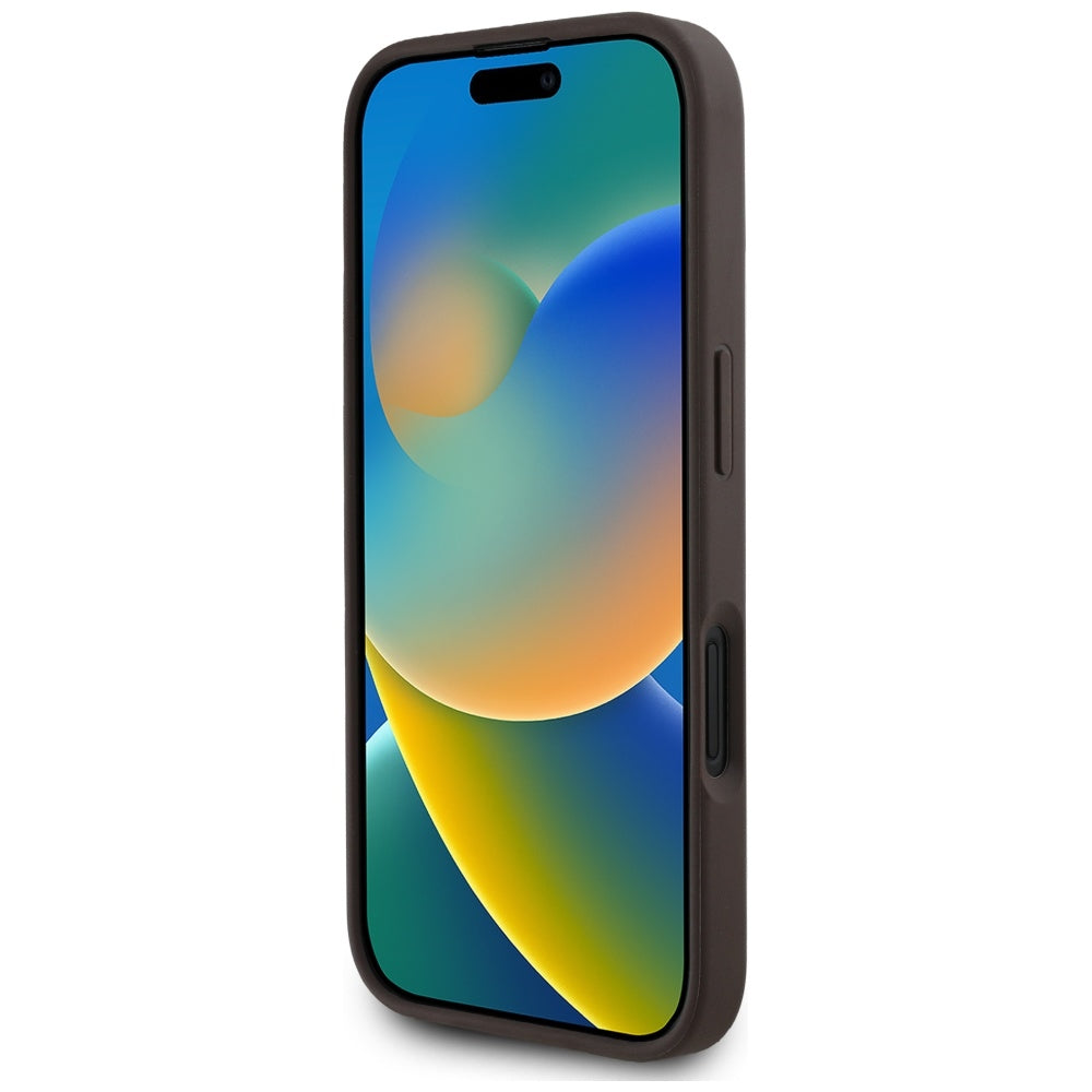 Capa MagSafe para Apple iPhone 16, Guess, 4G Circle Classic Logo, Castanho