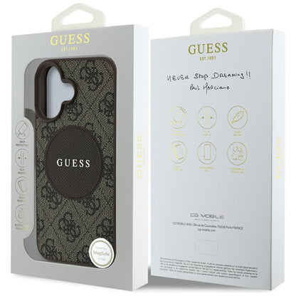 Capa MagSafe para Apple iPhone 16, Guess, 4G Circle Classic Logo, Castanho