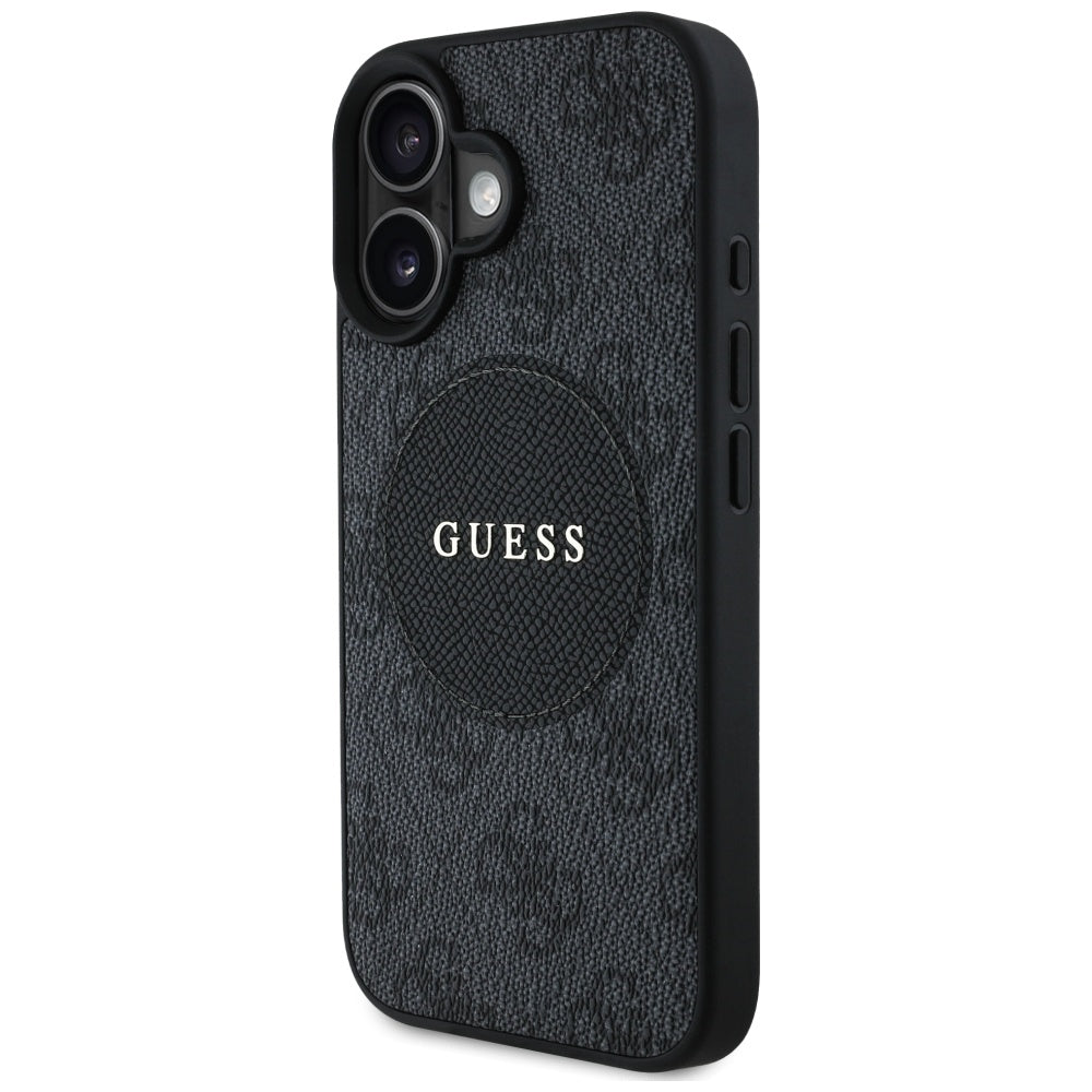 Capa MagSafe para Apple iPhone 16, Guess, 4G Circle Classic Logo, Preta