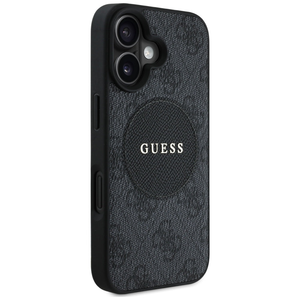 Capa MagSafe para Apple iPhone 16, Guess, 4G Circle Classic Logo, Preta
