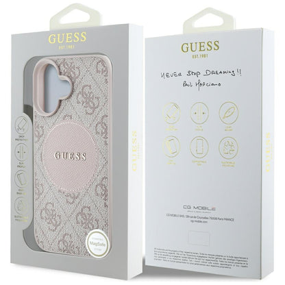 Capa MagSafe para Apple iPhone 16, Guess, 4G Circle Classic Logo, Rosa