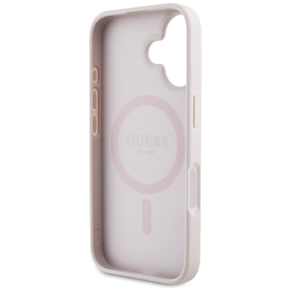 Capa MagSafe para Apple iPhone 16, Guess, 4G Circle Classic Logo, Rosa
