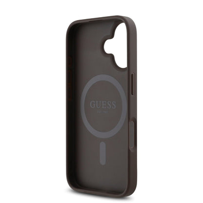 Capa MagSafe para Apple iPhone 16, Guess, 4G Classic, Castanho