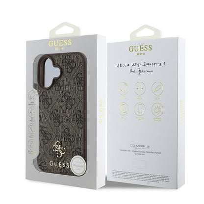 Capa MagSafe para Apple iPhone 16, Guess, 4G Classic, Castanho