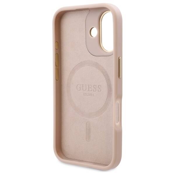 Capa MagSafe para Apple iPhone 16, Guess, 4G Logo Plate, Rosa