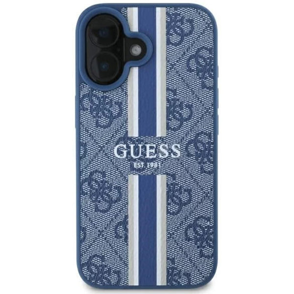Capa MagSafe para Apple iPhone 16, Guess, 4G Printed Stripes, Azul