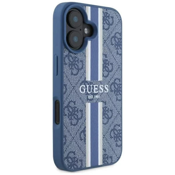 Capa MagSafe para Apple iPhone 16, Guess, 4G Printed Stripes, Azul