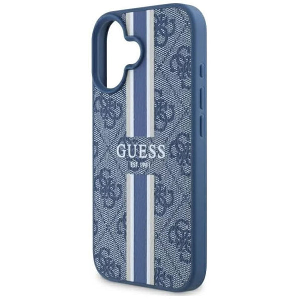 Capa MagSafe para Apple iPhone 16, Guess, 4G Printed Stripes, Azul