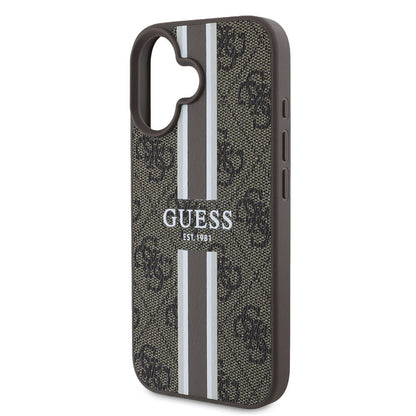 Capa MagSafe para Apple iPhone 16, Guess, 4G Printed Stripes, Marrom