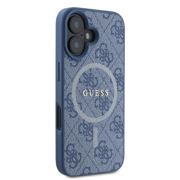 Capa MagSafe para Apple iPhone 16, Guess, 4G Ring Classic Logo, Azul