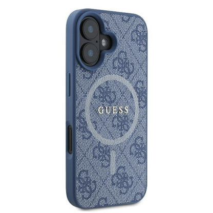 Capa MagSafe para Apple iPhone 16, Guess, 4G Ring Classic Logo, Azul