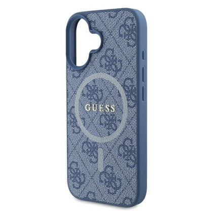 Capa MagSafe para Apple iPhone 16, Guess, 4G Ring Classic Logo, Azul