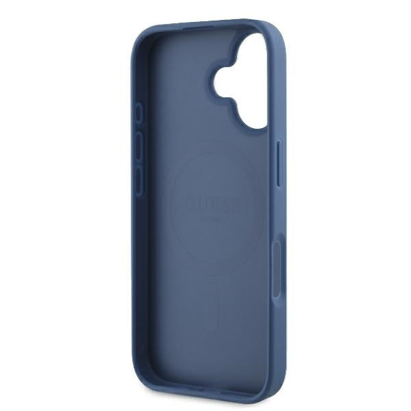Capa MagSafe para Apple iPhone 16, Guess, 4G Ring Classic Logo, Azul