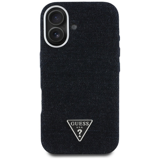 Capa MagSafe para Apple iPhone 16, Guess, Denim Triangle Logo, Preta
