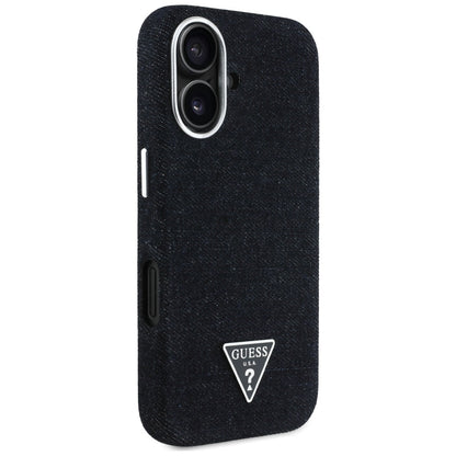 Capa MagSafe para Apple iPhone 16, Guess, Denim Triangle Logo, Preta