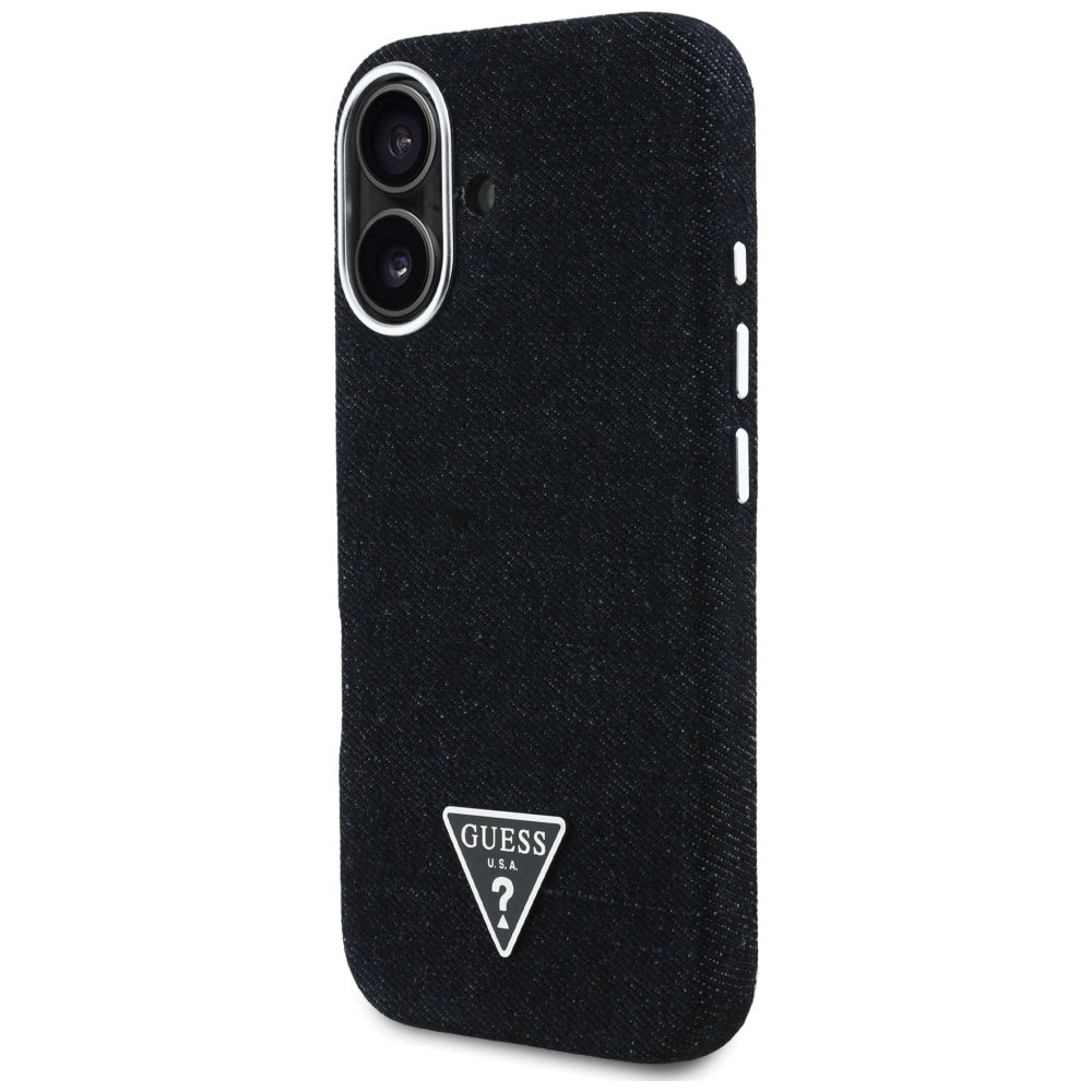 Capa MagSafe para Apple iPhone 16, Guess, Denim Triangle Logo, Preta