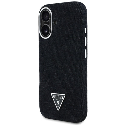 Capa MagSafe para Apple iPhone 16, Guess, Denim Triangle Logo, Preta