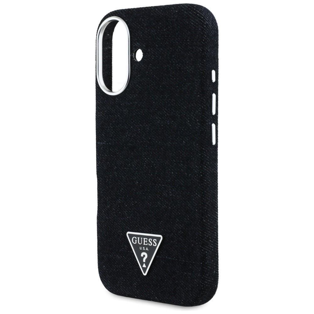 Capa MagSafe para Apple iPhone 16, Guess, Denim Triangle Logo, Preta