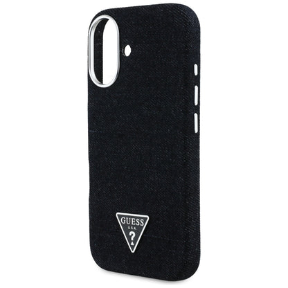Capa MagSafe para Apple iPhone 16, Guess, Denim Triangle Logo, Preta