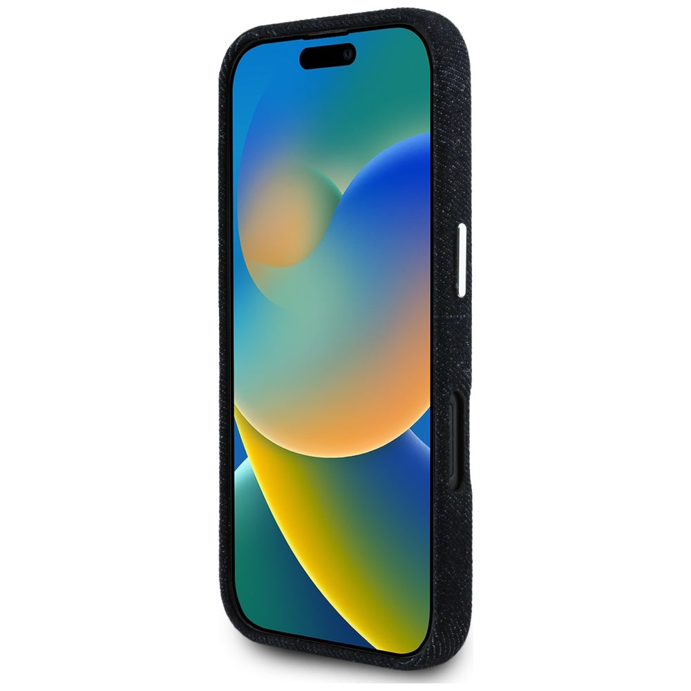 Capa MagSafe para Apple iPhone 16, Guess, Denim Triangle Logo, Preta