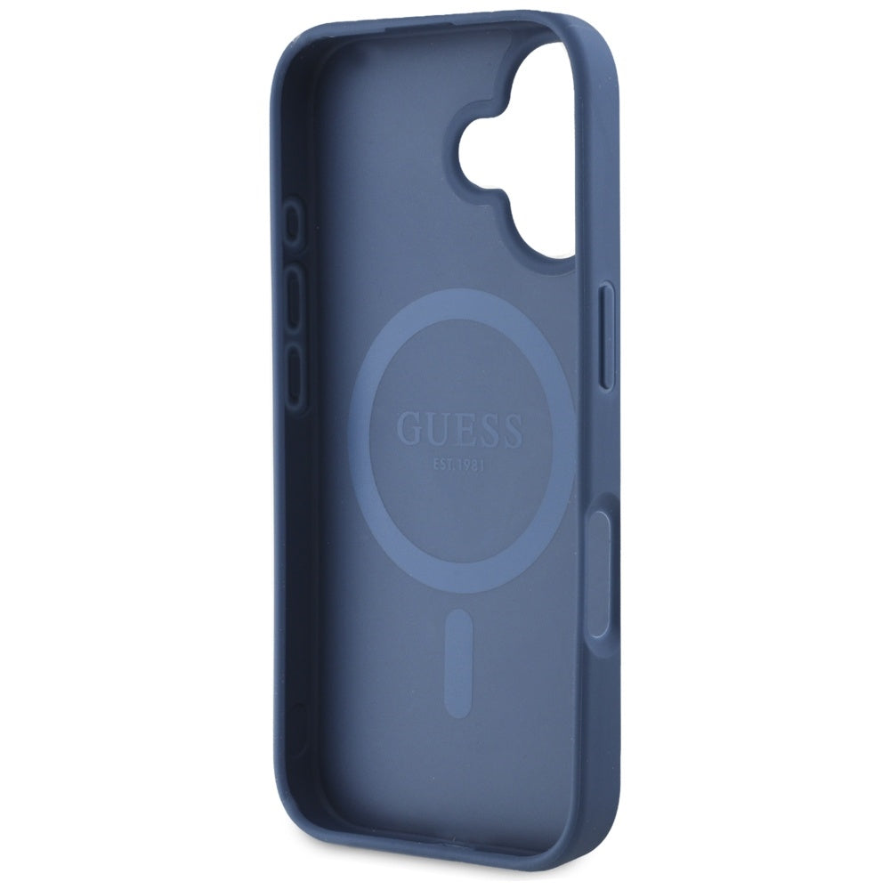 Capa MagSafe para Apple iPhone 16, Guess, Grained Flowers, Azul