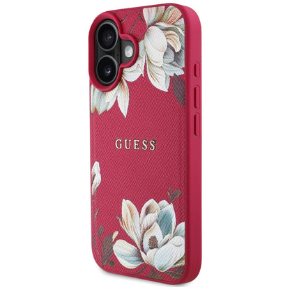 Capa MagSafe para Apple iPhone 16, Guess, Grained Flowers, Fúcsia
