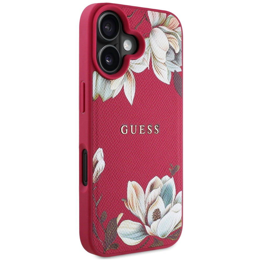 Capa MagSafe para Apple iPhone 16, Guess, Grained Flowers, Fúcsia