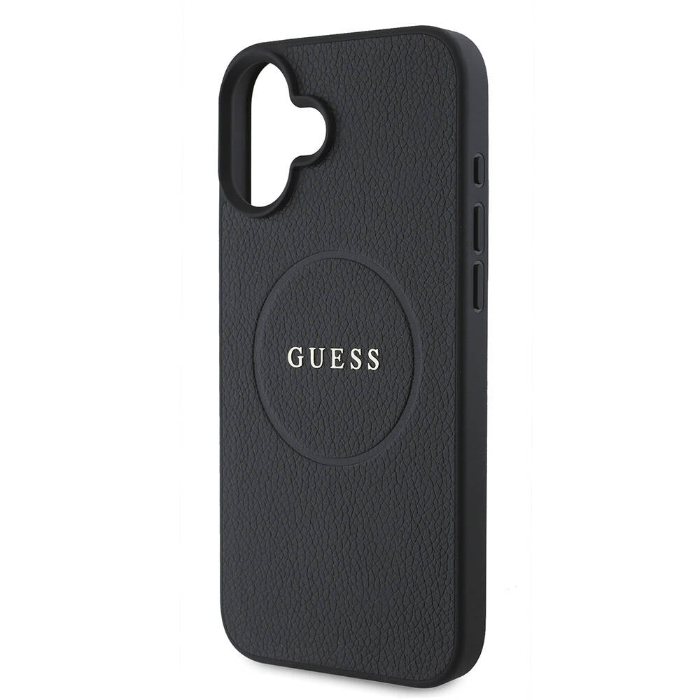 Capa MagSafe para Apple iPhone 16, Guess, Grained Gold Ring, Preta
