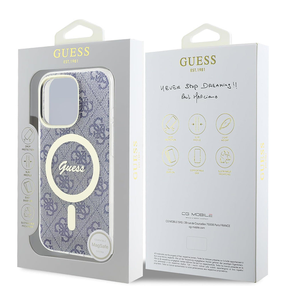 Capa MagSafe para Apple iPhone 16, Guess, IML 4G, Azul