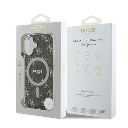 Capa MagSafe para Apple iPhone 16, Guess, IML 4G Background, Castanho
