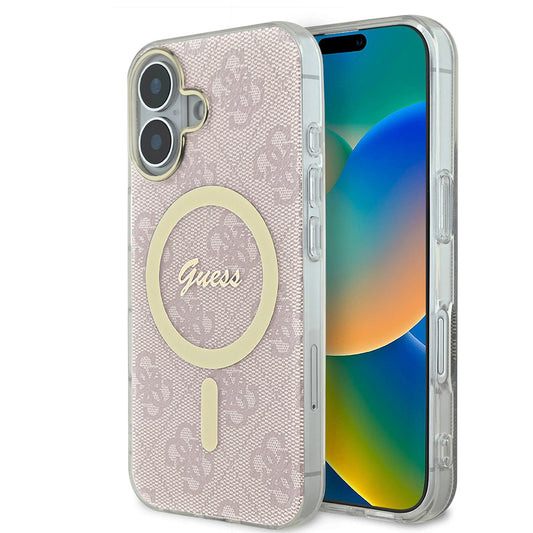 Capa MagSafe para Apple iPhone 16, Guess, IML 4G, Rosa