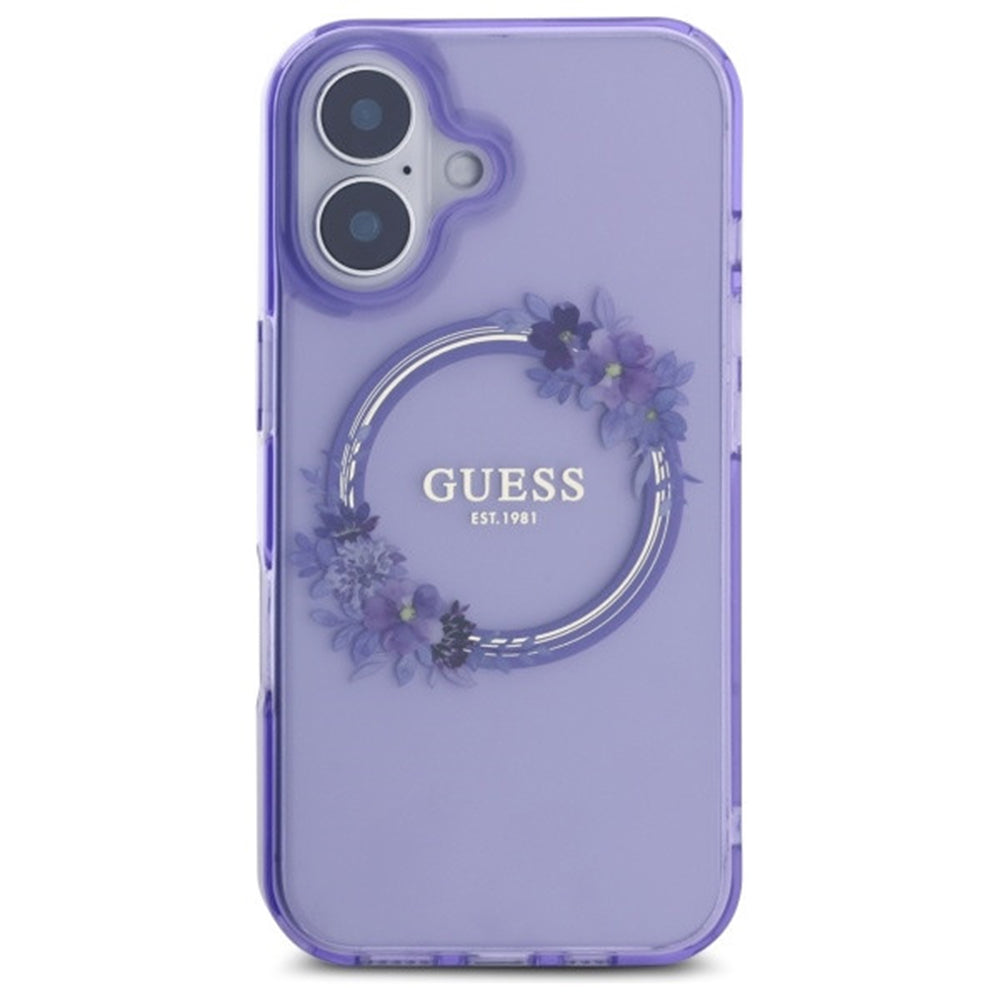 Capa MagSafe para Apple iPhone 16, Guess, IML Flowers Wreath, Roxo