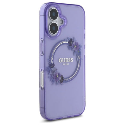 Capa MagSafe para Apple iPhone 16, Guess, IML Flowers Wreath, Roxo