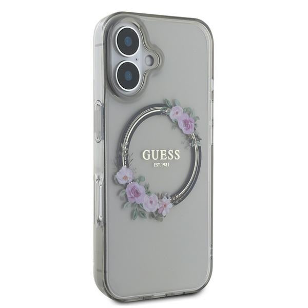 Capa MagSafe para Apple iPhone 16, Guess, IML Flowers Wreath, Preta