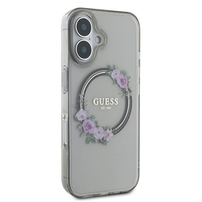 Capa MagSafe para Apple iPhone 16, Guess, IML Flowers Wreath, Preta