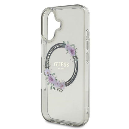 Capa MagSafe para Apple iPhone 16, Guess, IML Flowers Wreath, Preta