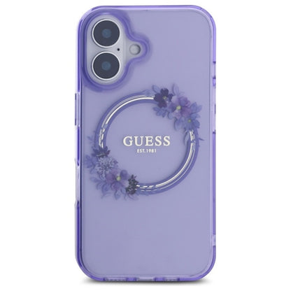 Capa MagSafe para Apple iPhone 16, Guess, IML Flowers Wreath, Rosa