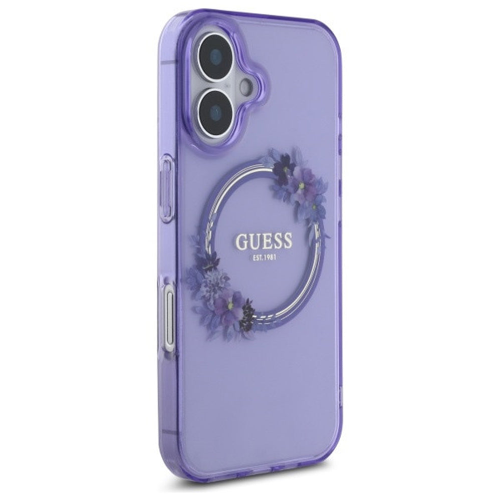 Capa MagSafe para Apple iPhone 16, Guess, IML Flowers Wreath, Rosa