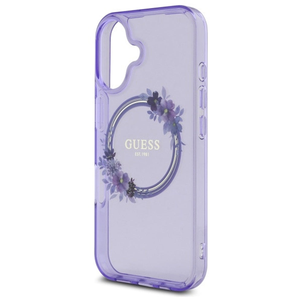 Capa MagSafe para Apple iPhone 16, Guess, IML Flowers Wreath, Rosa
