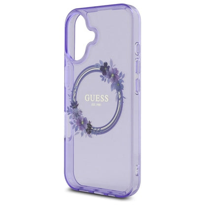 Capa MagSafe para Apple iPhone 16, Guess, IML Flowers Wreath, Rosa