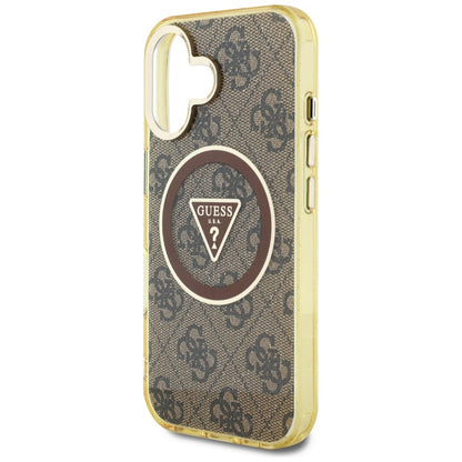 Capa MagSafe para Apple iPhone 16, Guess, IML Glitter 4G Circle Triangle, Castanho