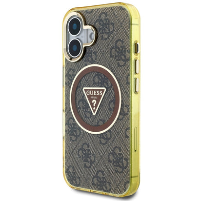 Capa MagSafe para Apple iPhone 16, Guess, IML Glitter 4G Circle Triangle, Castanho
