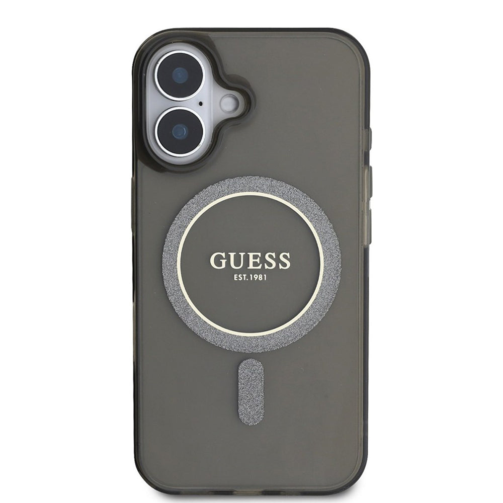 Capa MagSafe para Apple iPhone 16, Guess, IML Glitter Circle, Preta