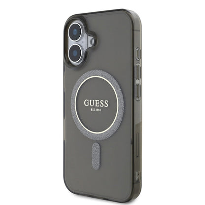 Capa MagSafe para Apple iPhone 16, Guess, IML Glitter Circle, Preta