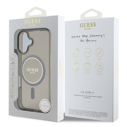 Capa MagSafe para Apple iPhone 16, Guess, IML Glitter Circle, Preta