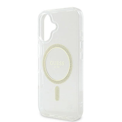 Capa MagSafe para Apple iPhone 16, Guess, IML Glitter Circle, Transparente