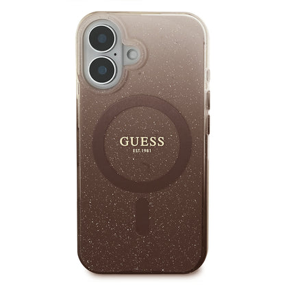 Capa MagSafe para Apple iPhone 16, Guess, IML Glitter Gradient, Castanho