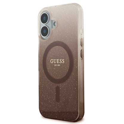Capa MagSafe para Apple iPhone 16, Guess, IML Glitter Gradient, Castanho