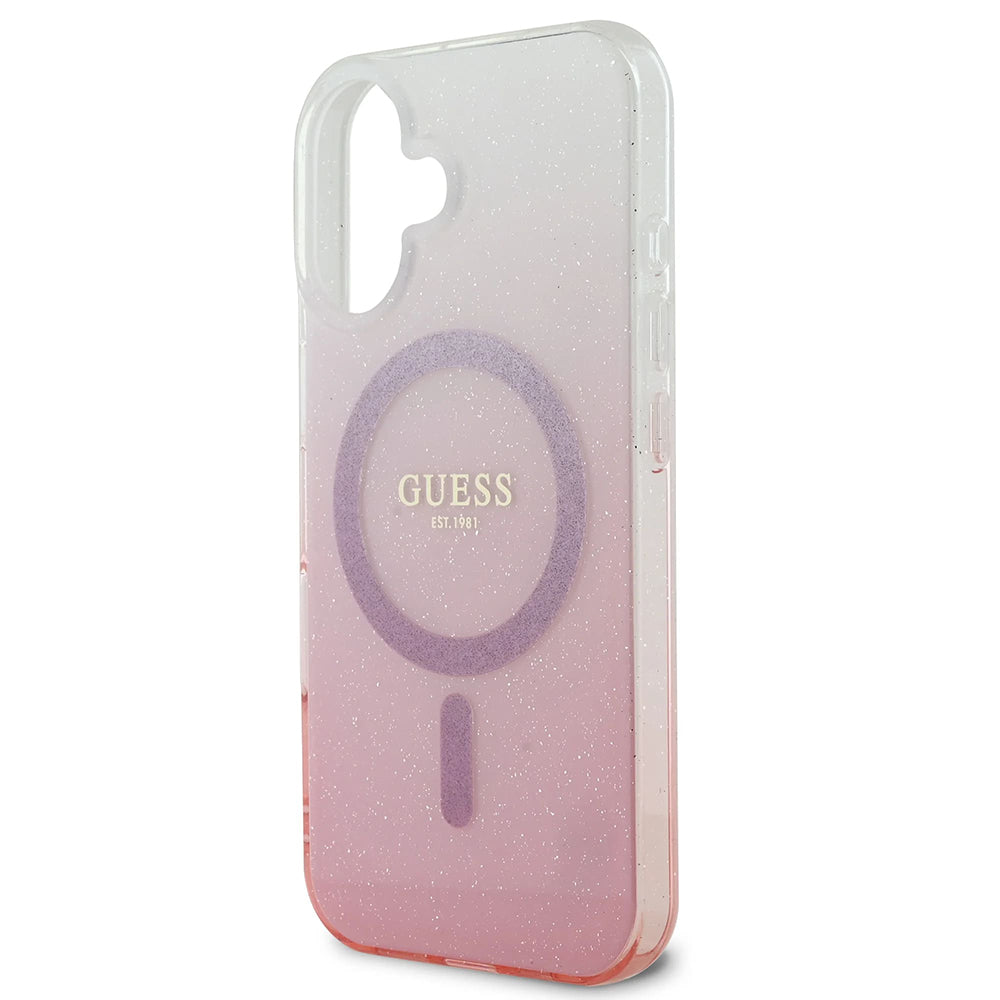 Capa MagSafe para Apple iPhone 16, Guess, IML Glitter Gradient, Castanho